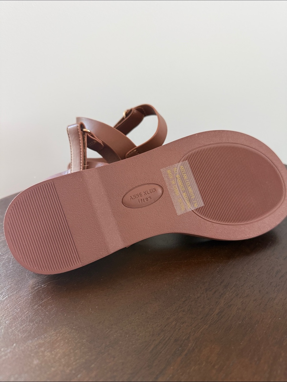 Anne Klein Cognac Brown Ankle-Strap Sandals - iflex. Size 7 - Picture 3 of 4
